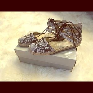 Marc Fisher White multi leather flat espadrilles